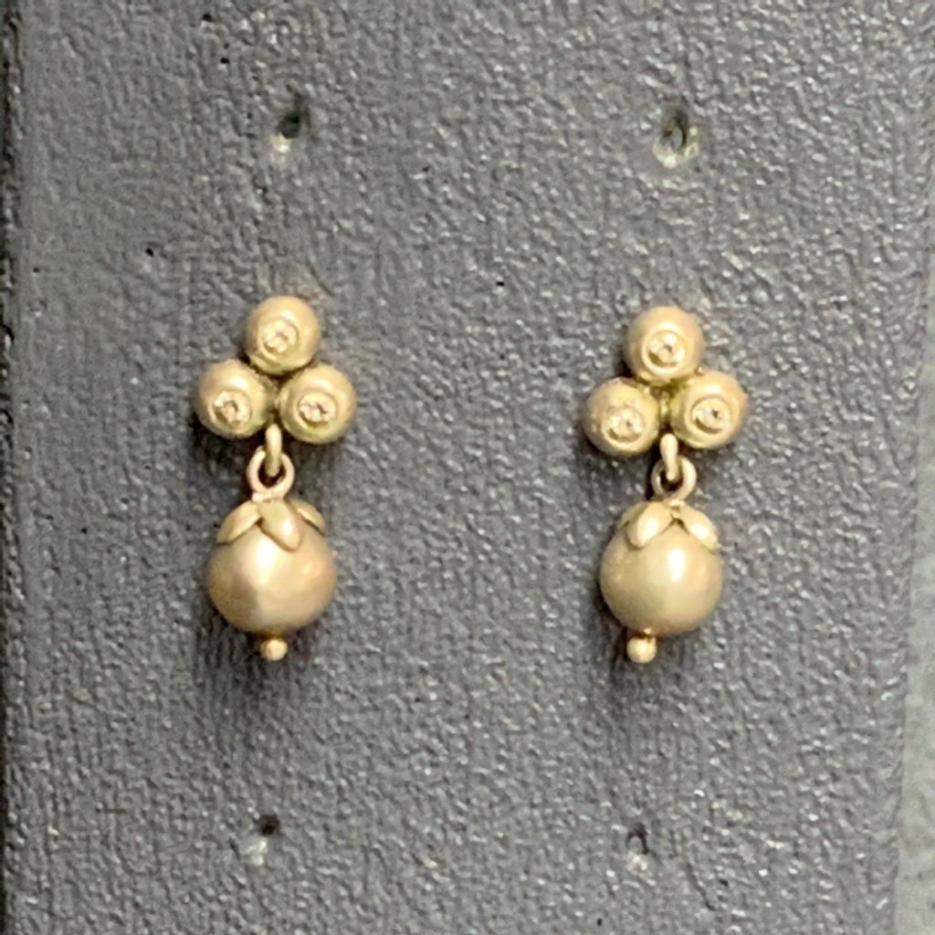 Dangle Pierced Earrings 0.75 In Silver Triple Rhinestone Top Bead Leaf Prom Glam